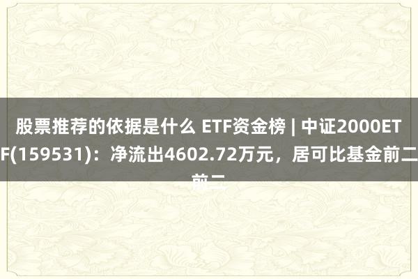 股票推荐的依据是什么 ETF资金榜 | 中证2000ETF(159531)：净流出4602.72万元，居可比基金前二