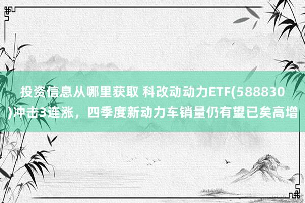 投资信息从哪里获取 科改动动力ETF(588830)冲击3连涨，四季度新动力车销量仍有望已矣高增