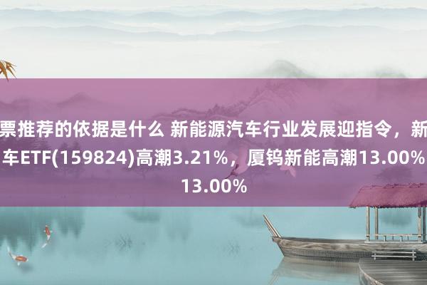 股票推荐的依据是什么 新能源汽车行业发展迎指令，新能车ETF(159824)高潮3.21%，厦钨新能高潮13.00%