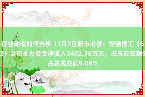 行业动态如何分析 11月7日股市必读：安徽建工（600502）当日主力资金净流入3482.76万元，占总成交额9.08%