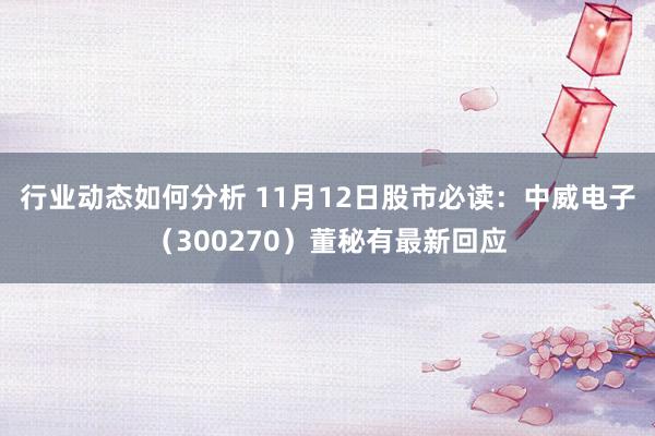 行业动态如何分析 11月12日股市必读：中威电子（300270）董秘有最新回应