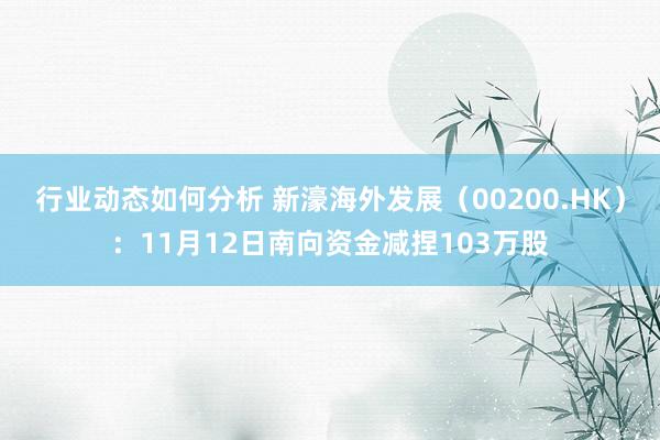 行业动态如何分析 新濠海外发展（00200.HK）：11月12日南向资金减捏103万股