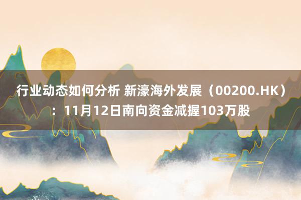 行业动态如何分析 新濠海外发展（00200.HK）：11月12日南向资金减握103万股