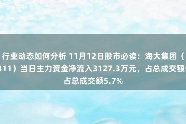 行业动态如何分析 11月12日股市必读：海大集团（002311）当日主力资金净流入3127.3万元，占总成交额5.7%