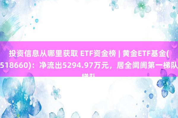 投资信息从哪里获取 ETF资金榜 | 黄金ETF基金(518660)：净流出5294.97万元，居全阛阓第一梯队