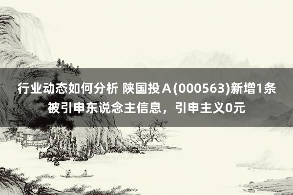 行业动态如何分析 陕国投Ａ(000563)新增1条被引申东说念主信息，引申主义0元