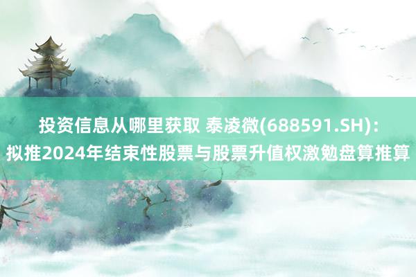 投资信息从哪里获取 泰凌微(688591.SH)：拟推2024年结束性股票与股票升值权激勉盘算推算