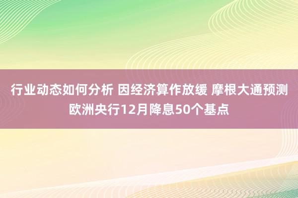 行业动态如何分析 因经济算作放缓 摩根大通预测欧洲央行12月降息50个基点