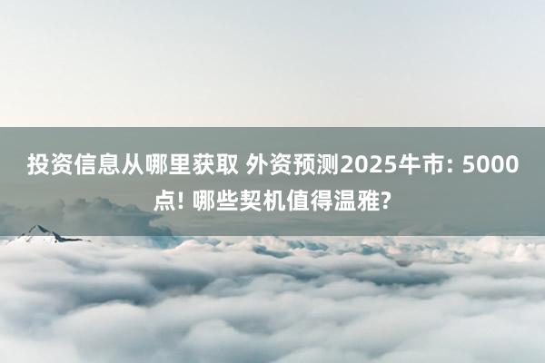 投资信息从哪里获取 外资预测2025牛市: 5000点! 哪些契机值得温雅?