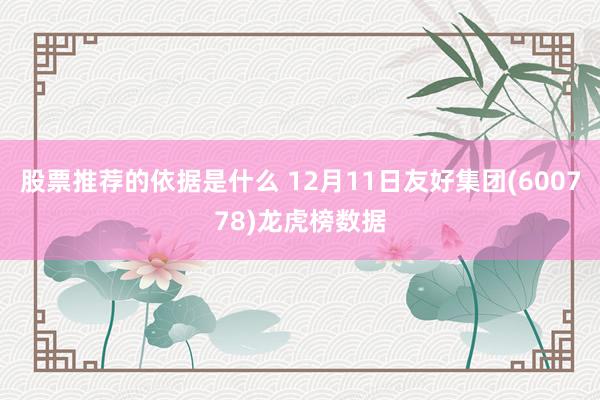 股票推荐的依据是什么 12月11日友好集团(600778)龙虎榜数据