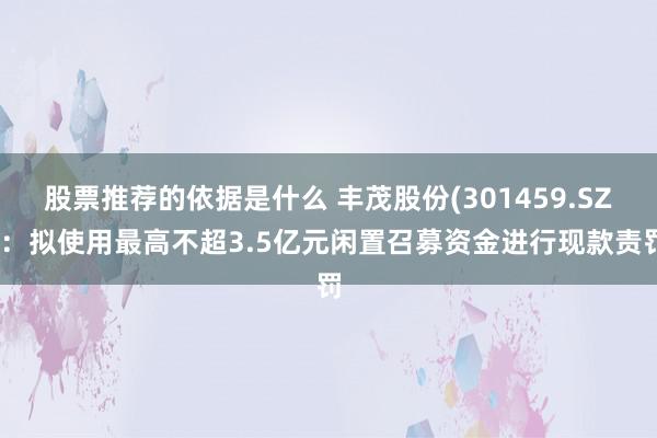 股票推荐的依据是什么 丰茂股份(301459.SZ)：拟使用最高不超3.5亿元闲置召募资金进行现款责罚