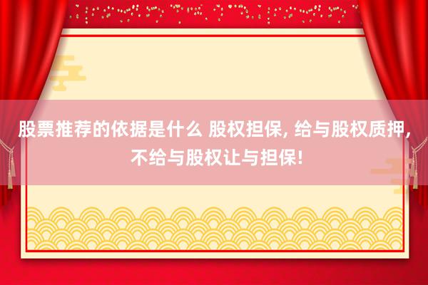 股票推荐的依据是什么 股权担保, 给与股权质押, 不给与股权让与担保!