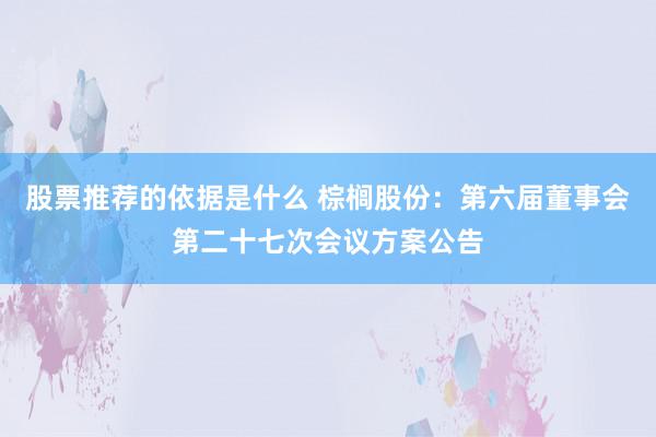 股票推荐的依据是什么 棕榈股份：第六届董事会第二十七次会议方案公告