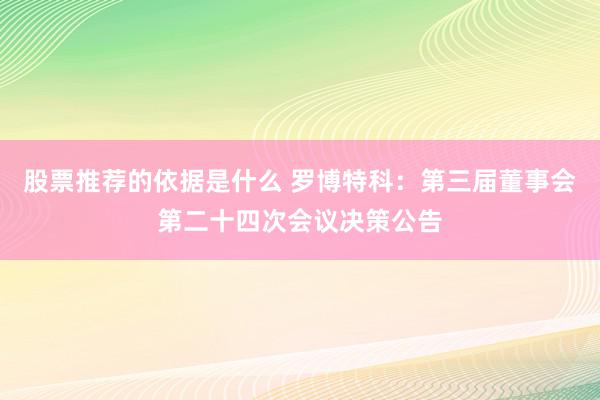 股票推荐的依据是什么 罗博特科：第三届董事会第二十四次会议决策公告