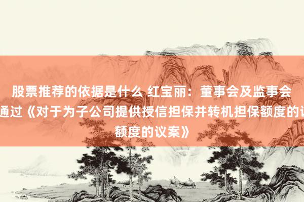 股票推荐的依据是什么 红宝丽：董事会及监事会审议通过《对于为子公司提供授信担保并转机担保额度的议案》