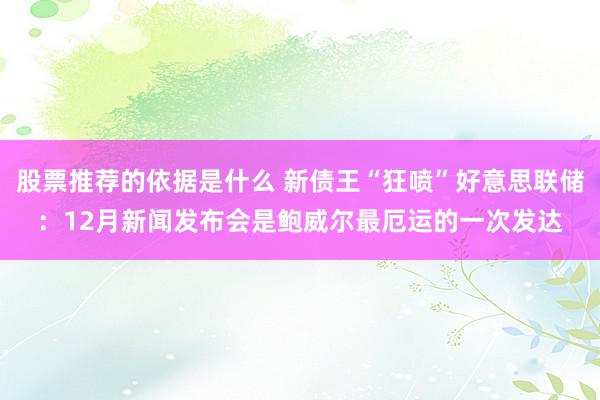 股票推荐的依据是什么 新债王“狂喷”好意思联储：12月新闻发布会是鲍威尔最厄运的一次发达