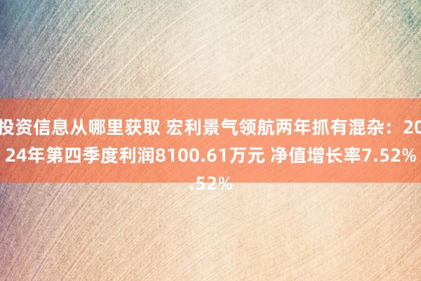 投资信息从哪里获取 宏利景气领航两年抓有混杂：2024年第四季度利润8100.61万元 净值增长率7.52%