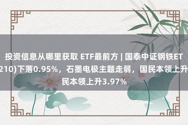 投资信息从哪里获取 ETF最前方 | 国泰中证钢铁ETF(515210)下落0.95%，石墨电极主题走弱，国民本领上升3.97%