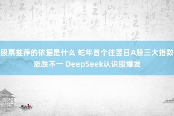 股票推荐的依据是什么 蛇年首个往翌日A股三大指数涨跌不一 DeepSeek认识股爆发