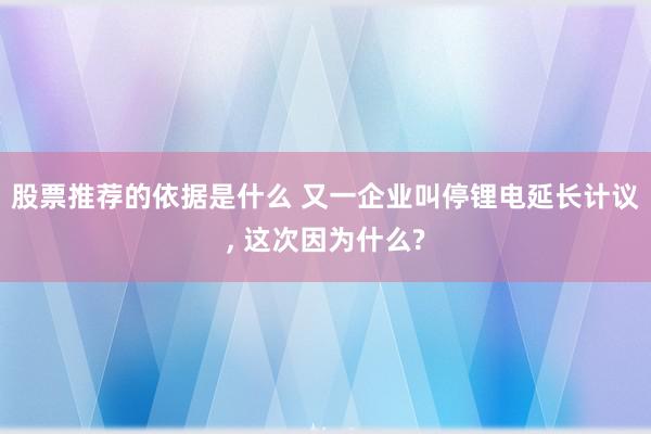 股票推荐的依据是什么 又一企业叫停锂电延长计议, 这次因为什么?