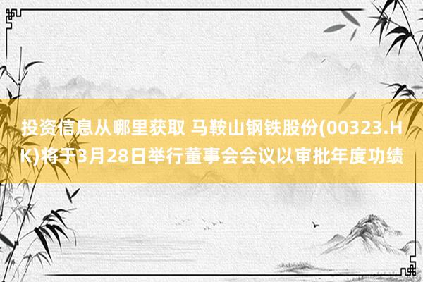 投资信息从哪里获取 马鞍山钢铁股份(00323.HK)将于3月28日举行董事会会议以审批年度功绩