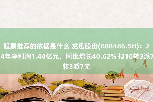 股票推荐的依据是什么 龙迅股份(688486.SH)：2024年净利润1.44亿元，同比增长40.62% 拟10转3派7元