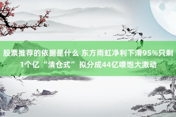 股票推荐的依据是什么 东方雨虹净利下滑95%只剩1个亿 “清仓式” 拟分成44亿喂饱大激动