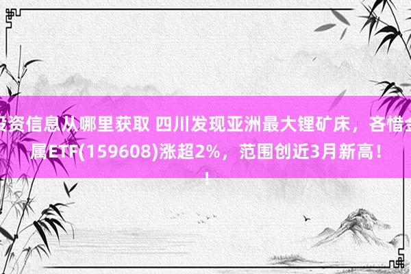 投资信息从哪里获取 四川发现亚洲最大锂矿床，吝惜金属ETF(159608)涨超2%，范围创近3月新高！