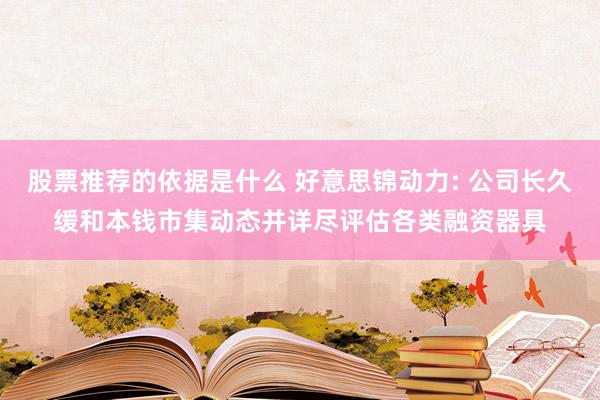 股票推荐的依据是什么 好意思锦动力: 公司长久缓和本钱市集动态并详尽评估各类融资器具