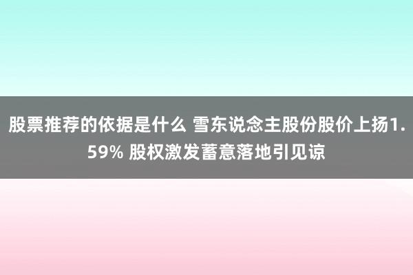 股票推荐的依据是什么 雪东说念主股份股价上扬1.59% 股权激发蓄意落地引见谅